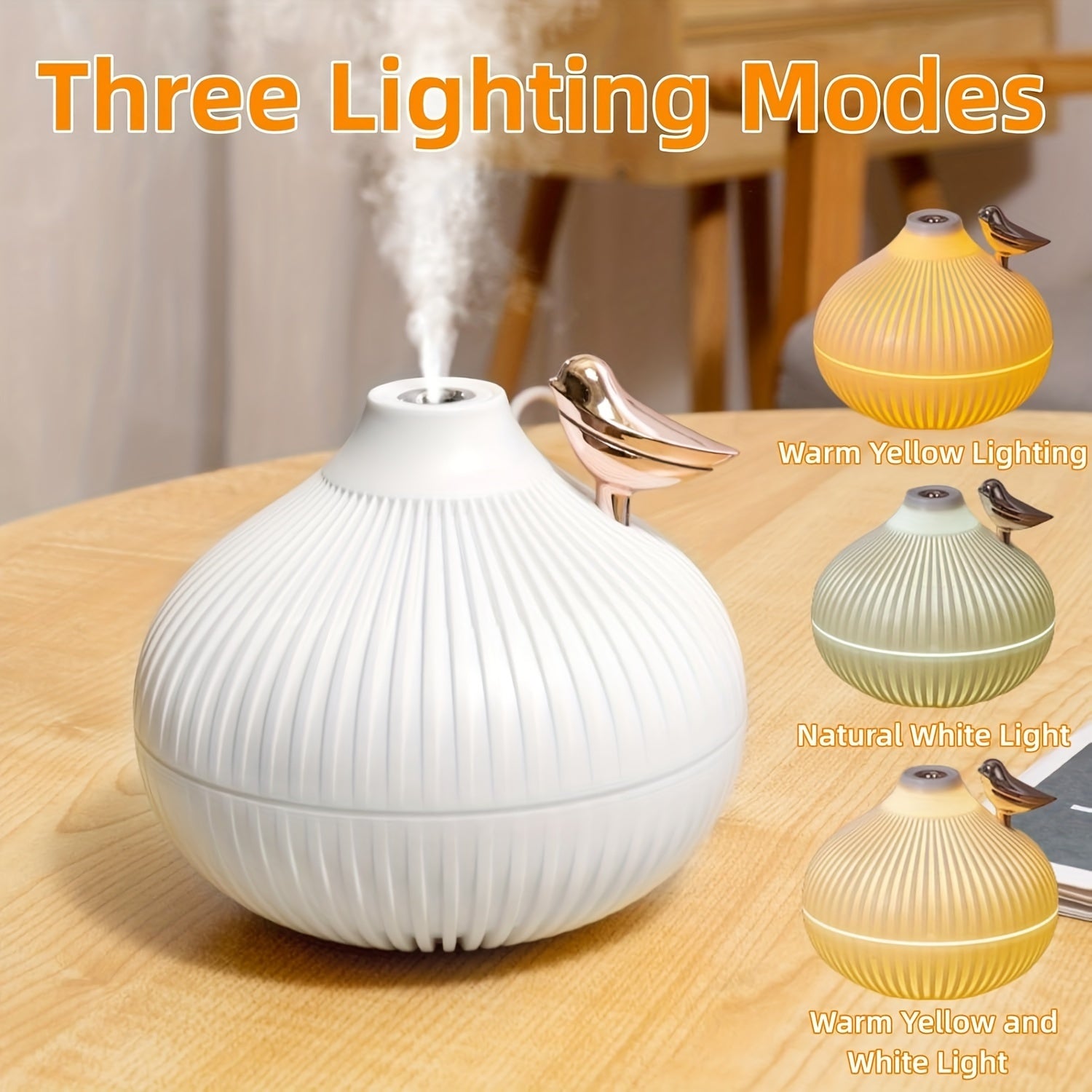 USB-Powered Cool Mist Humidifier with LED Lights for Home Office Car and School