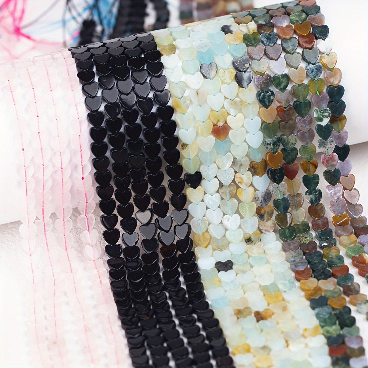 Juego de 20 cuentas de piedra natural con forma de corazón multicolor 6x2mm para hacer joyería