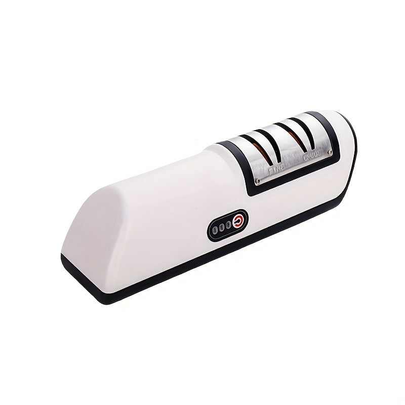 Electric knife sharpener USB charging 2-speed adjustment in silvery white