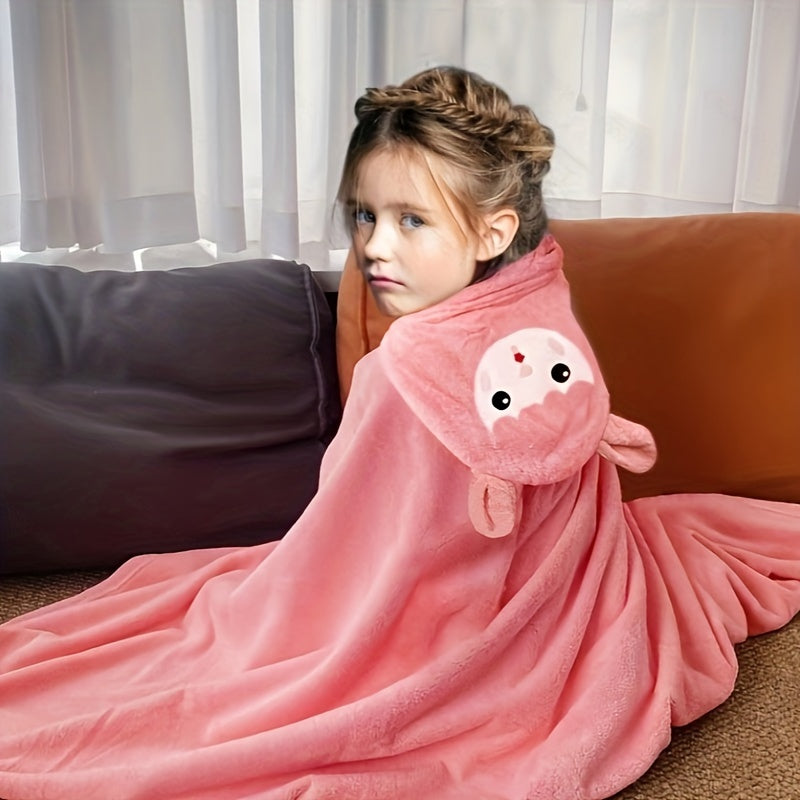 Kids Hooded Towel Pink Microfiber Sheep Shape Super Absorbent Machine Washable