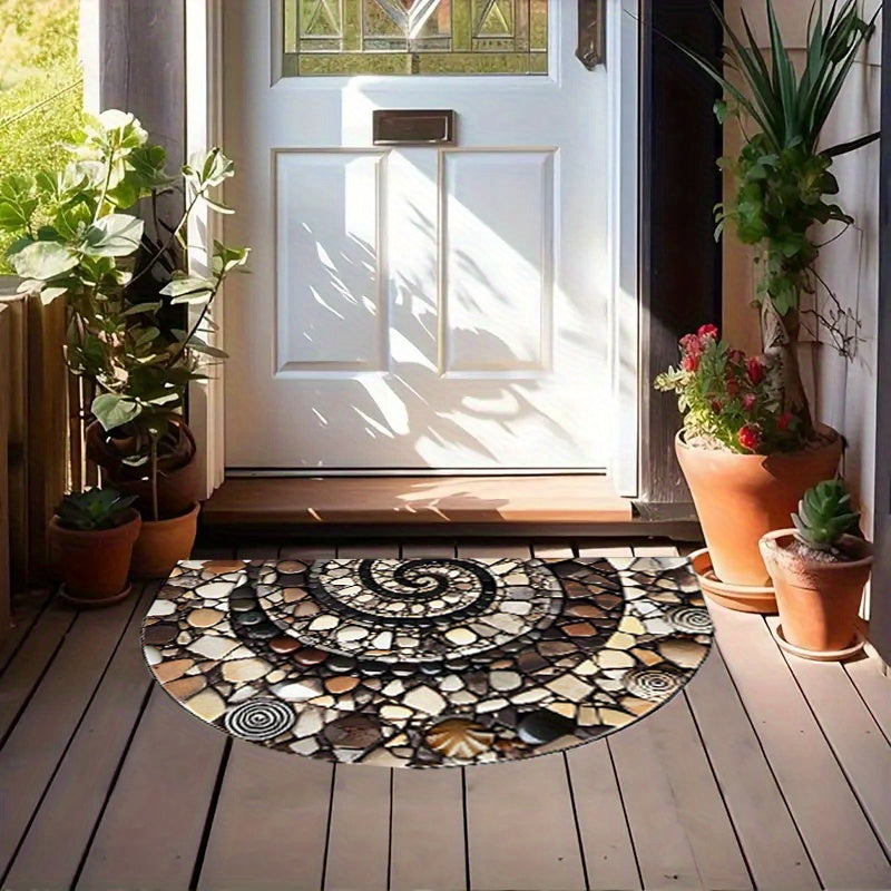 1 dona Pebble Flower Welcome Mat - Sirpanmas, Oson tozalash, Ichki va tashqi foydalanish uchun yarim doira dizayni - Kirish joylari, Oshxonalar, Hammomlar, Patio va Balkonda dekorativ ta'sir sifatida mukammal