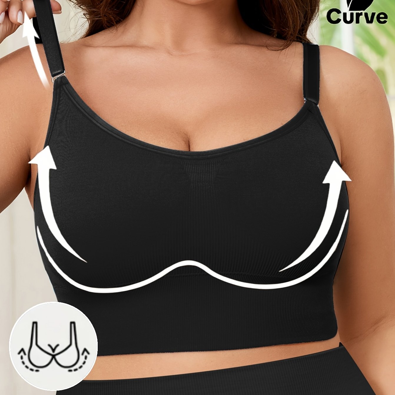 Plus Size Adjustable Knot Strap Sports Bra Seamless Breathable Yoga Gym Wear