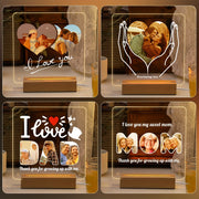 Customizable LED Light Acrylic Photo Frame with Transparent Love Heart Design for Gifts