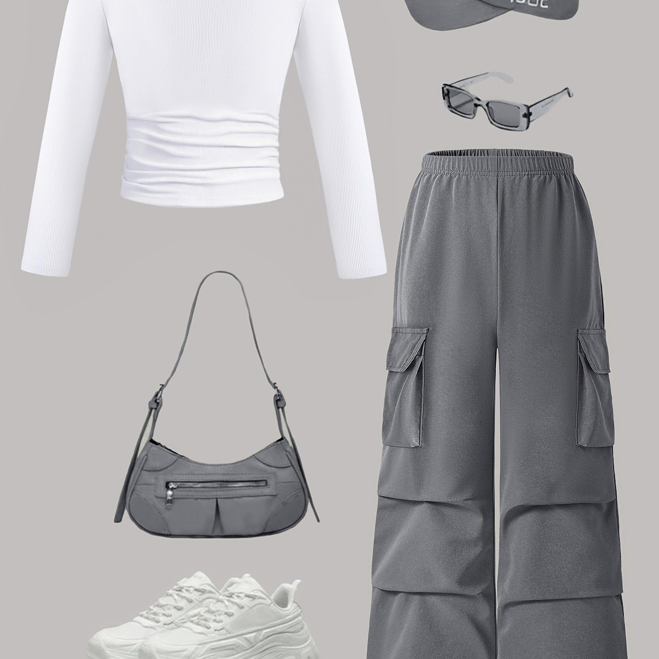 Conjunto de dos piezas de otoño para niños, camiseta de manga larga y pantalones de pierna ancha, poliéster sólido