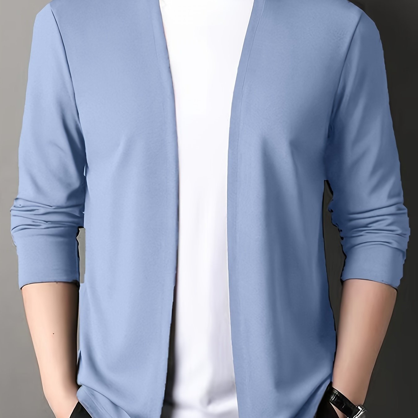 Men's Knit Cardigan Solid Color Slim Fit Spring Casual Polyester