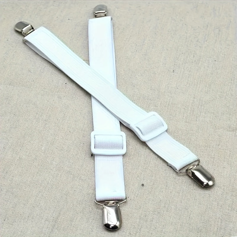 Adjustable Elastic Bed Sheet Straps Set of 2 Fitted Sheet Fasteners for Mattresses and Sofas