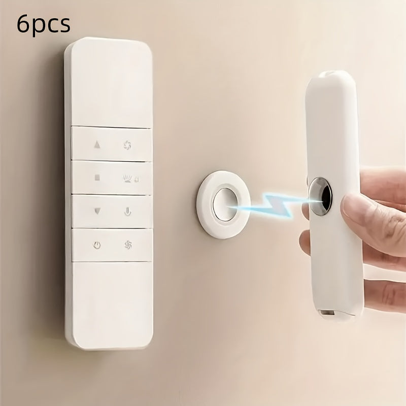 Magnetic Circle Remote Control Holder with 6 Metal Wall Mount Hooks No Drilling
