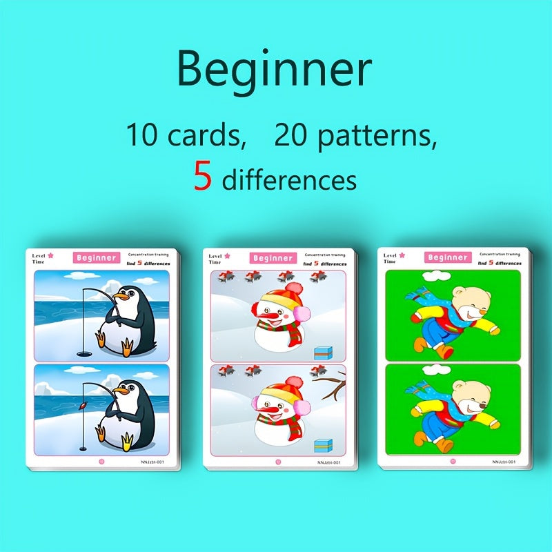 Juego de cartas educativo para niños con ilustraciones de monos y bolígrafo, herramienta de concentración y aprendizaje