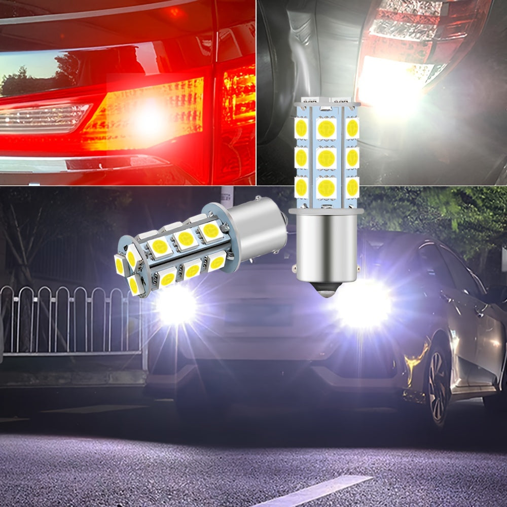 2Pcs White LED Car Headlight Bulbs 1156 BA15S 18SMD 5050 Replacement