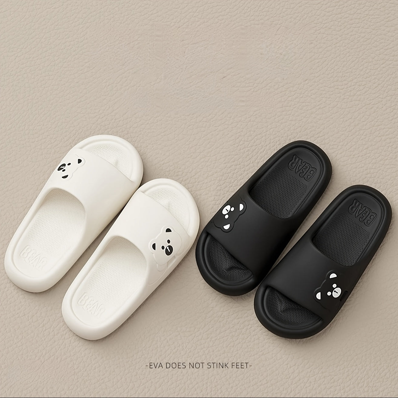 Unisex EVA Slippers Non-Slip Quick-Dry Open-Toe Bathroom Slides Gray White