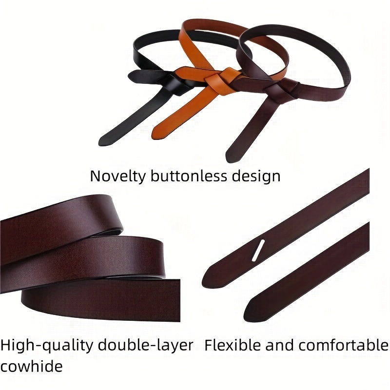 Women's Cowhide Leather Belt Knotted Girdle Corset for Dress Accessories