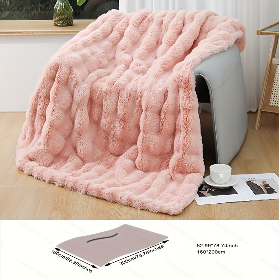 Faux Fur Blanket Double-Sided Tuscany-Inspired Thickened Cozy All-Season Sofa Throw