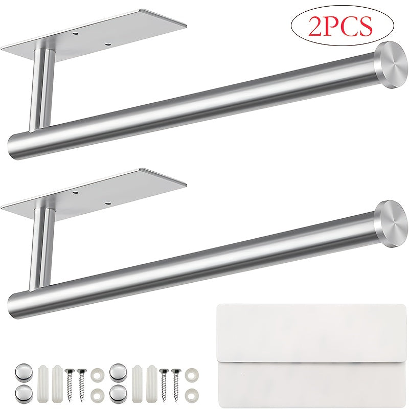 Держатель для бумажных полотенец из нержавеющей стали для установки под шкафом или на стене на кухне, может быть самоклеящимся или с креплением на винты.