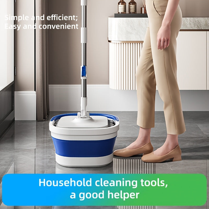Stainless Steel Spin Mop and Bucket Set with Rotary Mop for Home and Car Cleaning