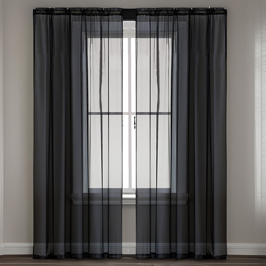 Contemporary Sheer Window Curtain for Bedroom, Gauze Panel, Cordless, Machine Washable