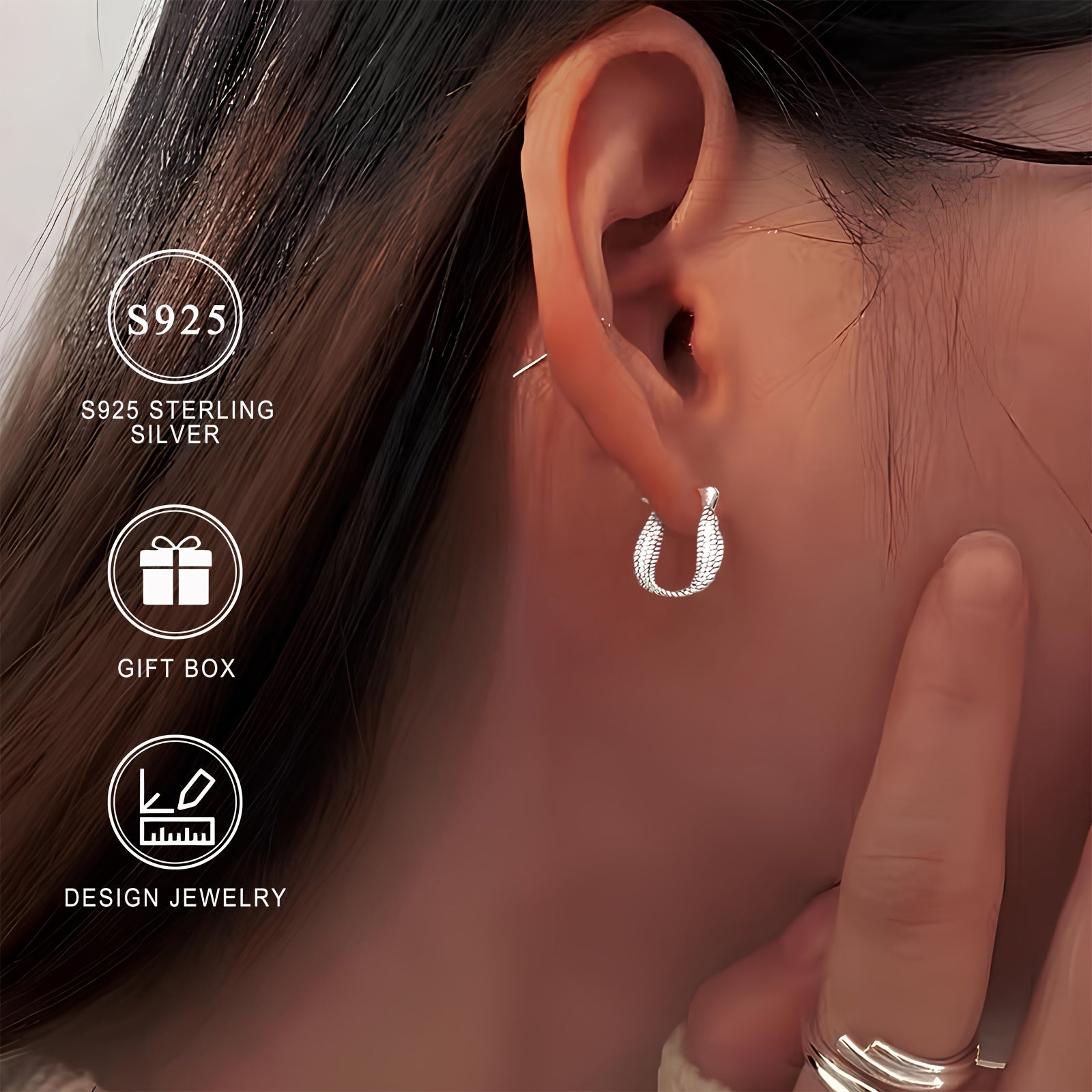 Sterling Silver Hoop Earrings for Women Twisted Design Hypoallergenic Jewelry