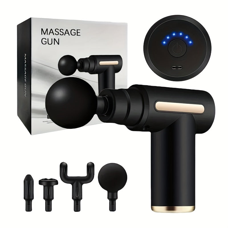 Deep Tissue Massage Gun Black USB Rechargeable Full Body Relaxation with Attachments