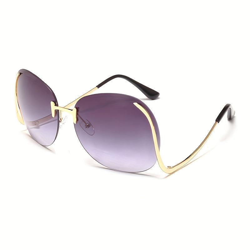 Unisex Rimless Gradient Sunglasses for Women and Men UV Protection Fashion