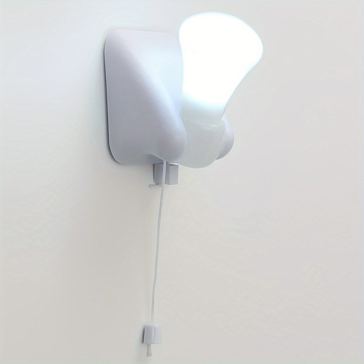 White LED Night Light Battery-Powered Cordless Wall Mount for Bedside or Cabinet