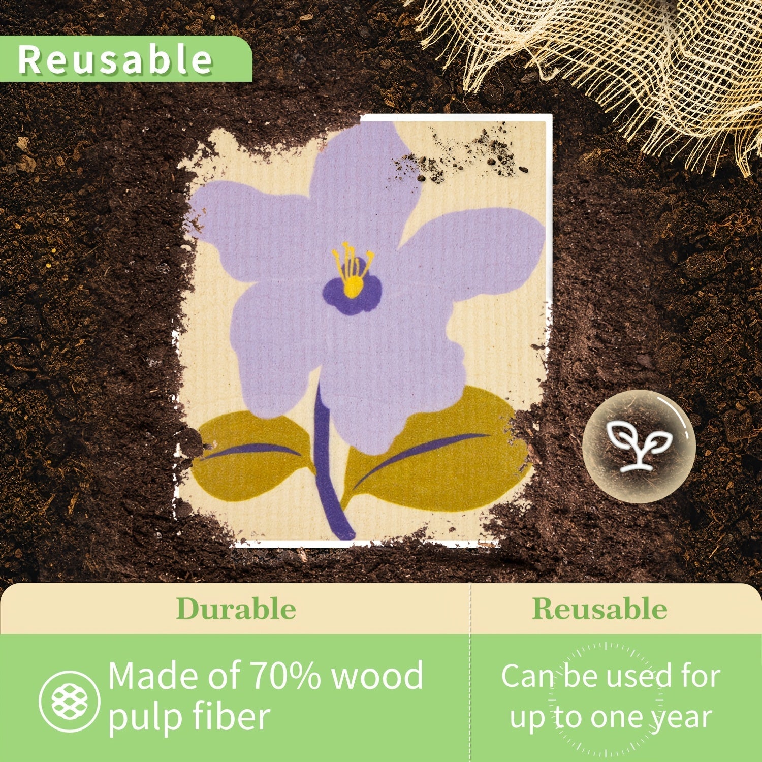 Swedish Dishcloth Set of 6 Reusable Kitchen Cleaning Cloths Decorative Hand Towels