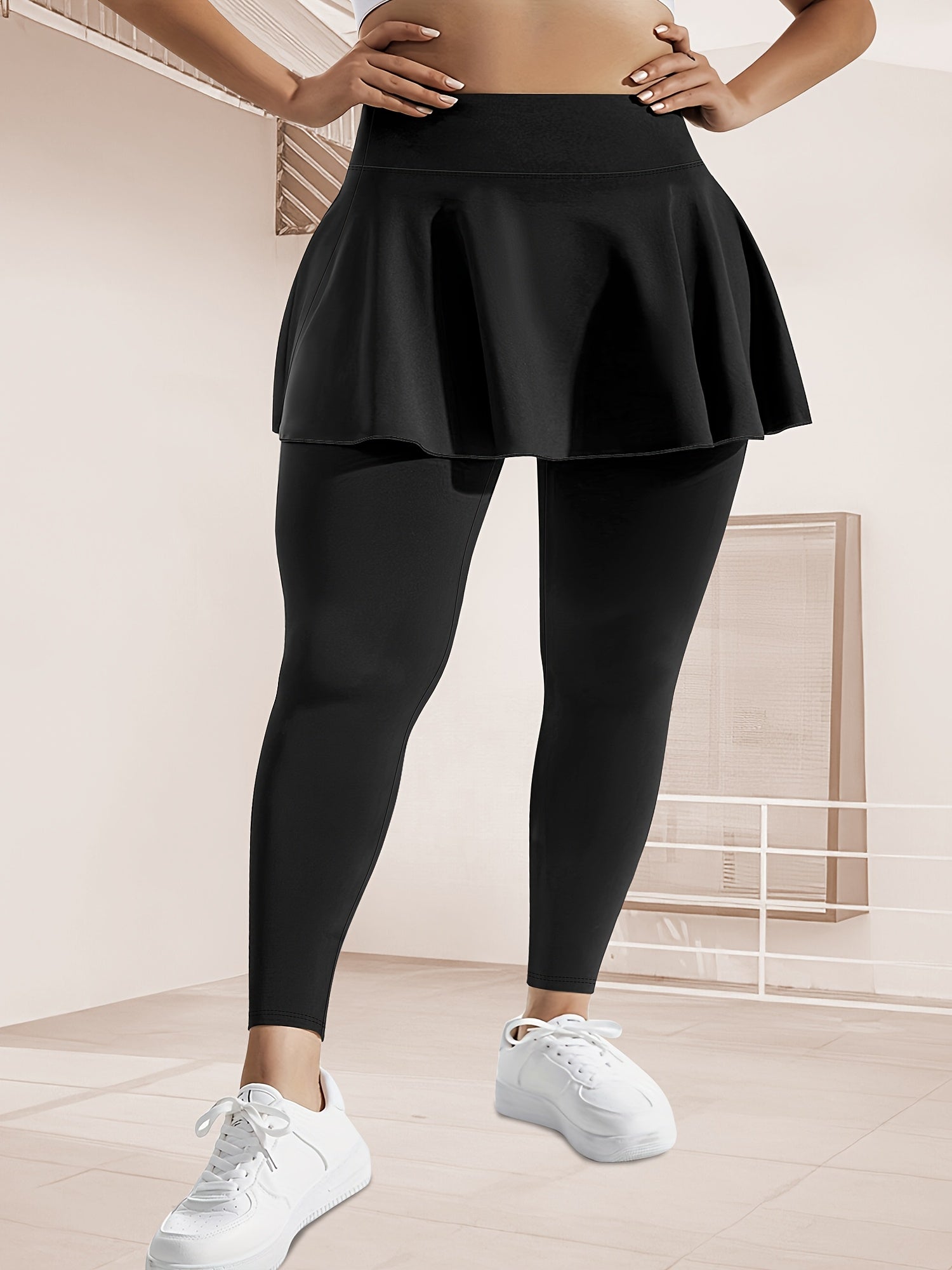 Женские капри-лосины большого размера с высокой талией и карманами, полиэстер, эластан, однотонные