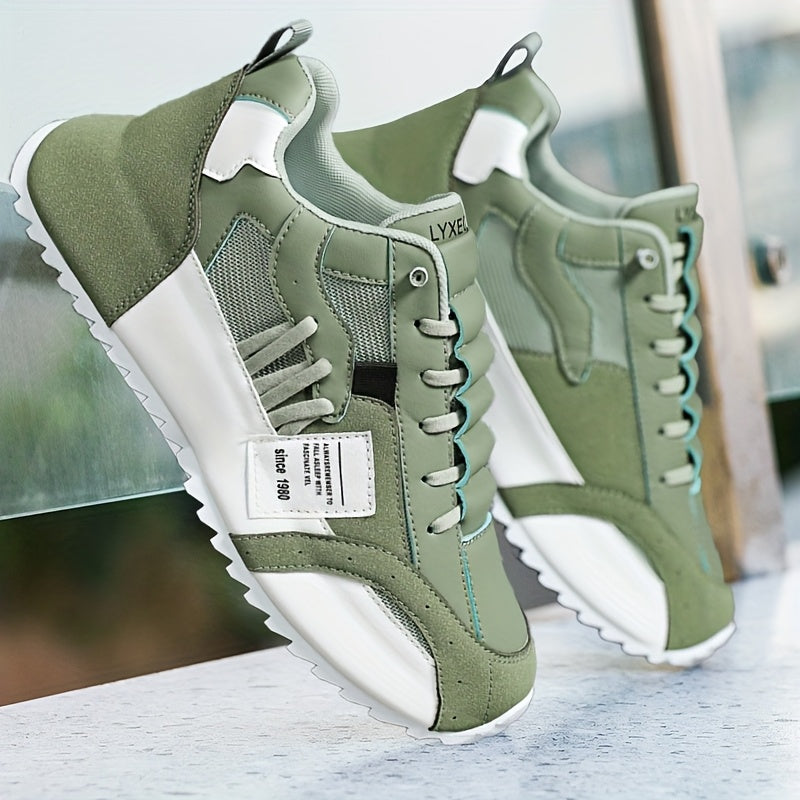 Men's Casual Sports Sneakers Low Top Lace-Up Trainers PU Upper EVA Insole Solid Color All Seasons