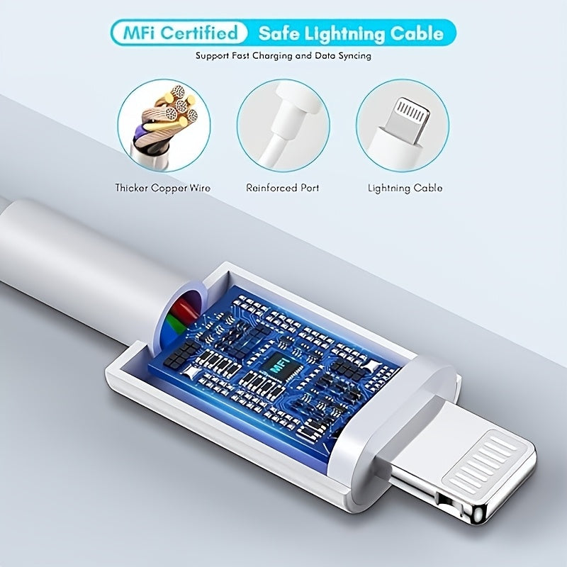 USB A to Lightning Data Cable 100.58cm White Fast Charging for iPhone iPad