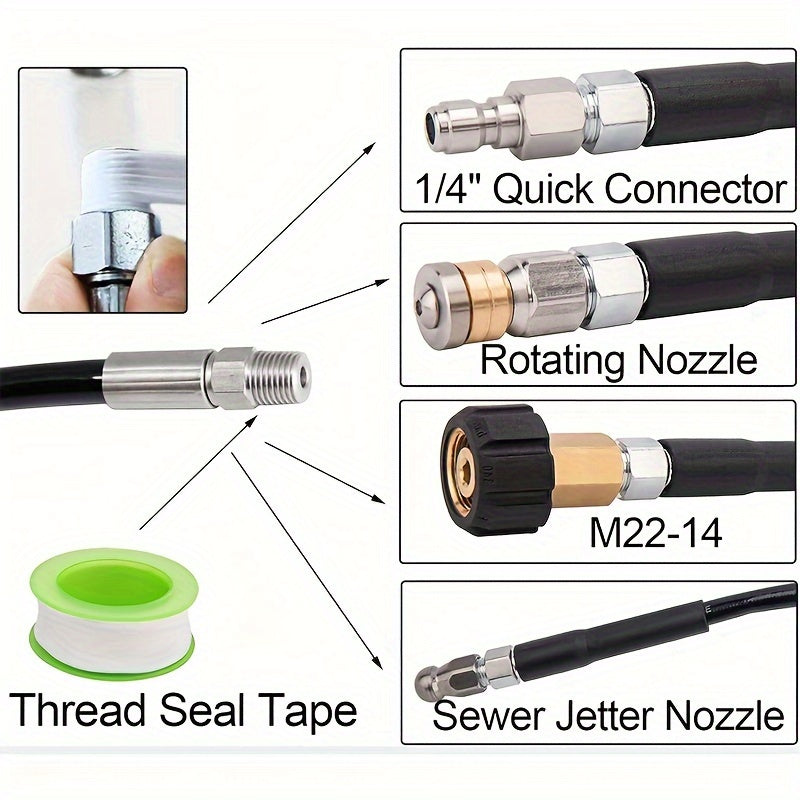 Sewer Jetter Kit for Pressure Washer 5800PSI Drain Cleaner Hose with Nozzles