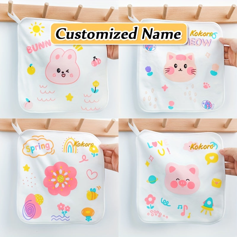 4 Customized Baby Bibs Soft Knit Fabric Double Layer Personalized Name Saliva Towels