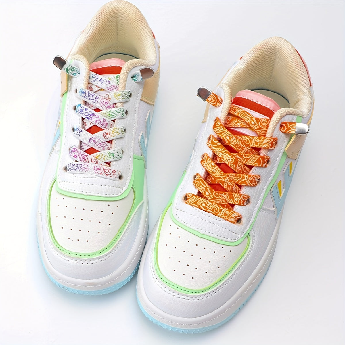 Unisex Elastic Cashew Flower Shoelaces 100cm for Sports and Casual Shoes