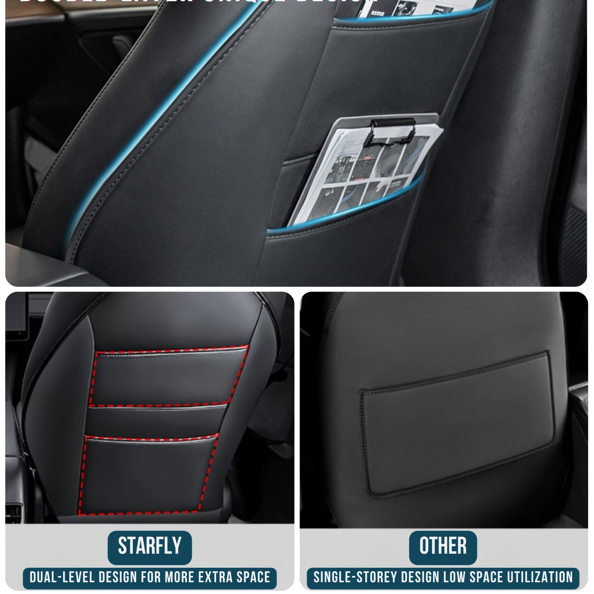 Set of 2 Faux Leather Seat Protectors for Tesla Model 3/Y and Highland