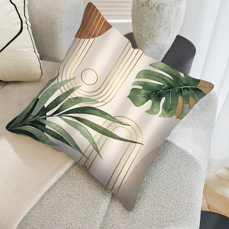 Geometric Pillow Cover Polyester 45cm Abstract Sunset Green Decorative Cushion Cover