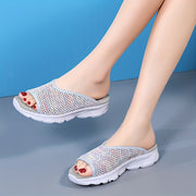 Women's Slip-On Sandals Fabric Open Toe Casual Summer EVA Non-Slip Beach Shoes