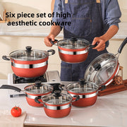 12-Piece Stainless Steel Cookware Set Non-Stick Pots and Pans with Glass Lids