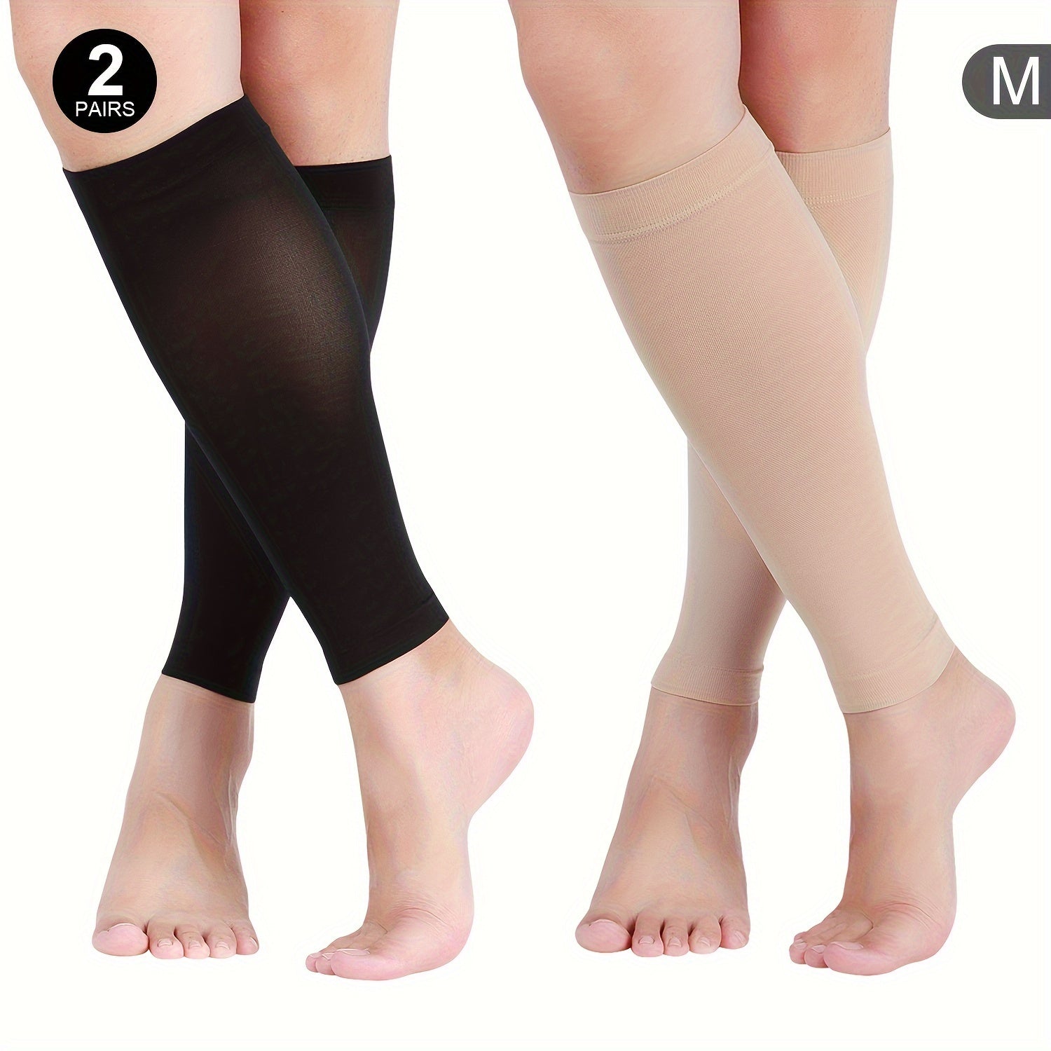 Unisex Nylon Spandex Leg Compression Sleeves 20-30mmHg Breathable Non-Slip