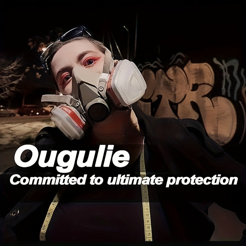 Half Face Mask Respirator with Gas Filter Reusable Dust Mask for Chemical Pesticide Protection