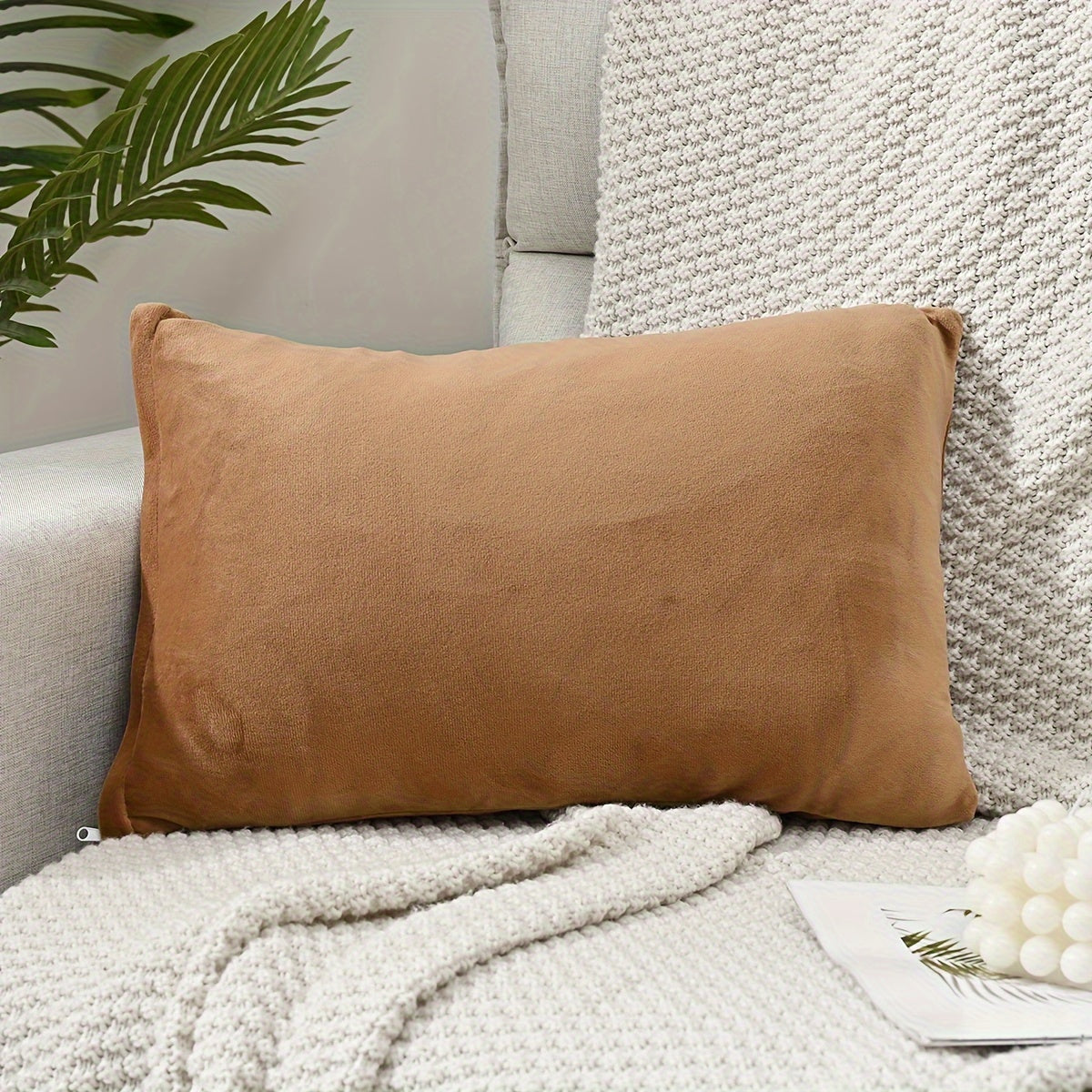 Luxurious Silver Fox Velvet Throw Pillow Cover with Zipper Closure