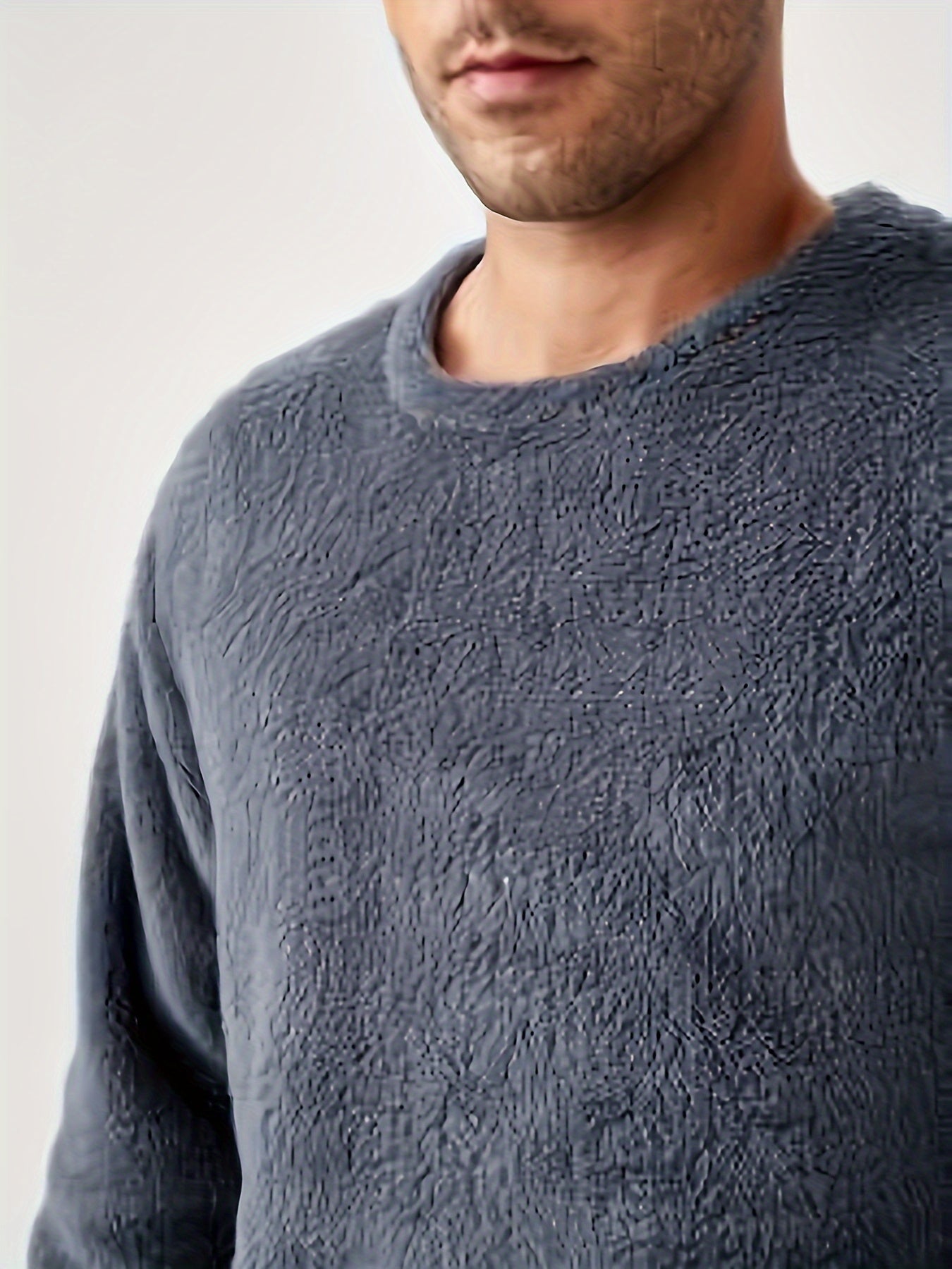 Men's Coral Fleece Pajama Set Long Sleeve Pockets Winter Lounge Wear