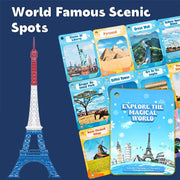 Educational Flash Cards for Kids 50 World Landmarks Puzzle Game in Mixed Colors