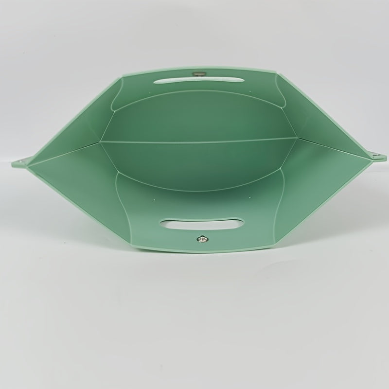 Green Portable Folding Stool with Carry Basket for Outdoor Events and Travel