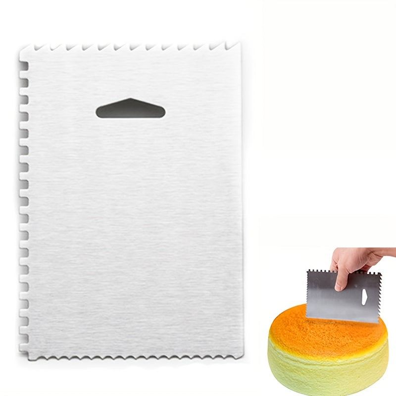 Stainless Steel Cake Scraper 4-Side Baking Tool for Smooth Finish Kitchen Accessory