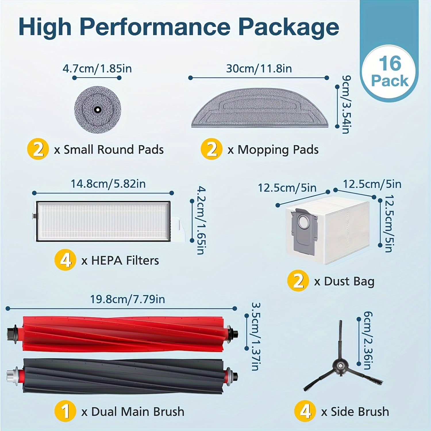 27-Pack Vacuum Cleaner Replacement Parts for Roborock S8 Maxv Ultra Includes Brushes Filters Wipes Dust Bags