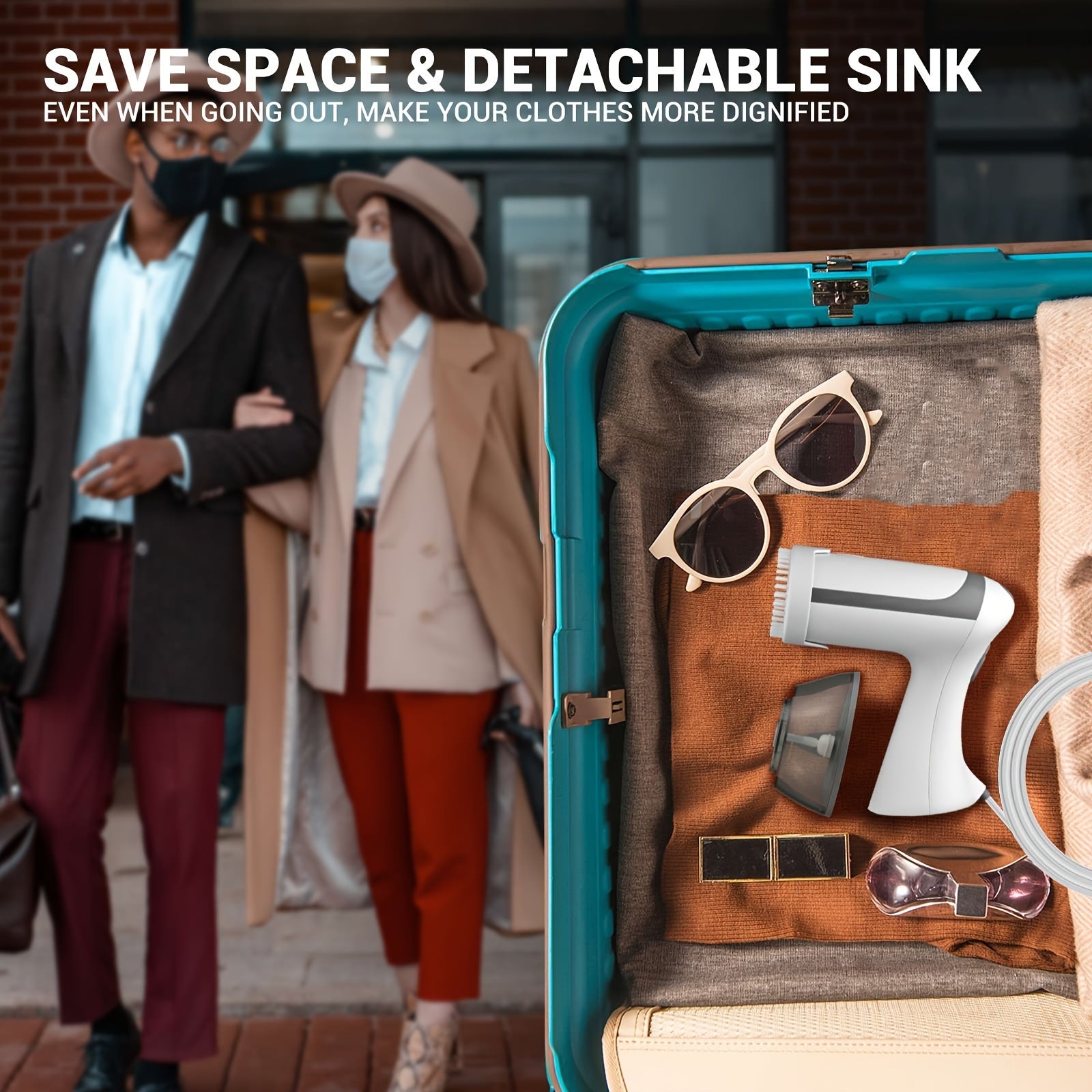 Handheld Travel Garment Steamer with Detachable Water Tank for Home and Travel Use