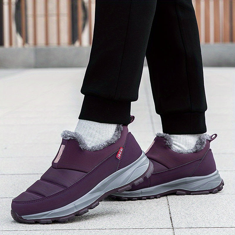 Women's Slip-On Winter Shoes Non-Slip Cushioned Burgundy Indoor Outdoor