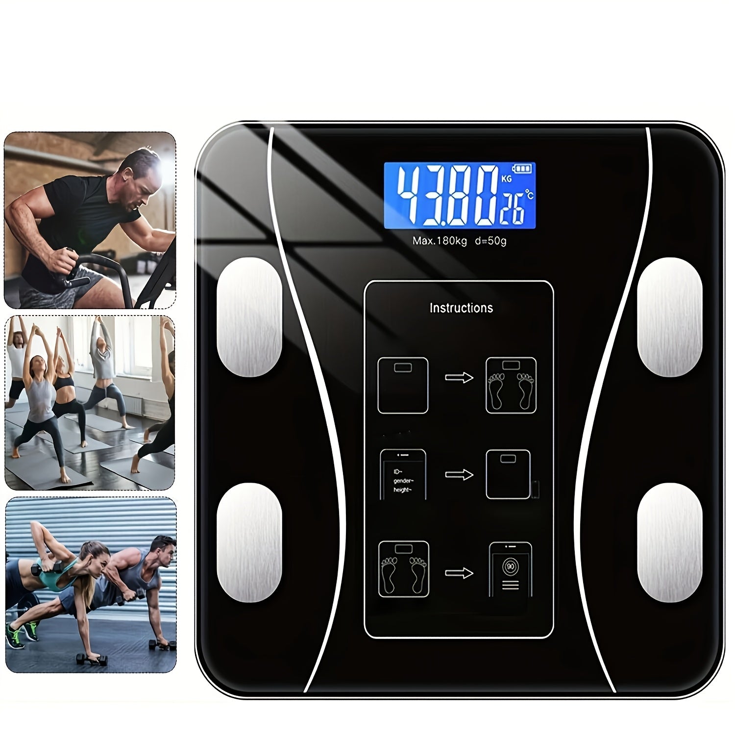 Smart Body Weight and Temperature Scale App-Controlled Battery-Powered with Multi-Unit Conversion