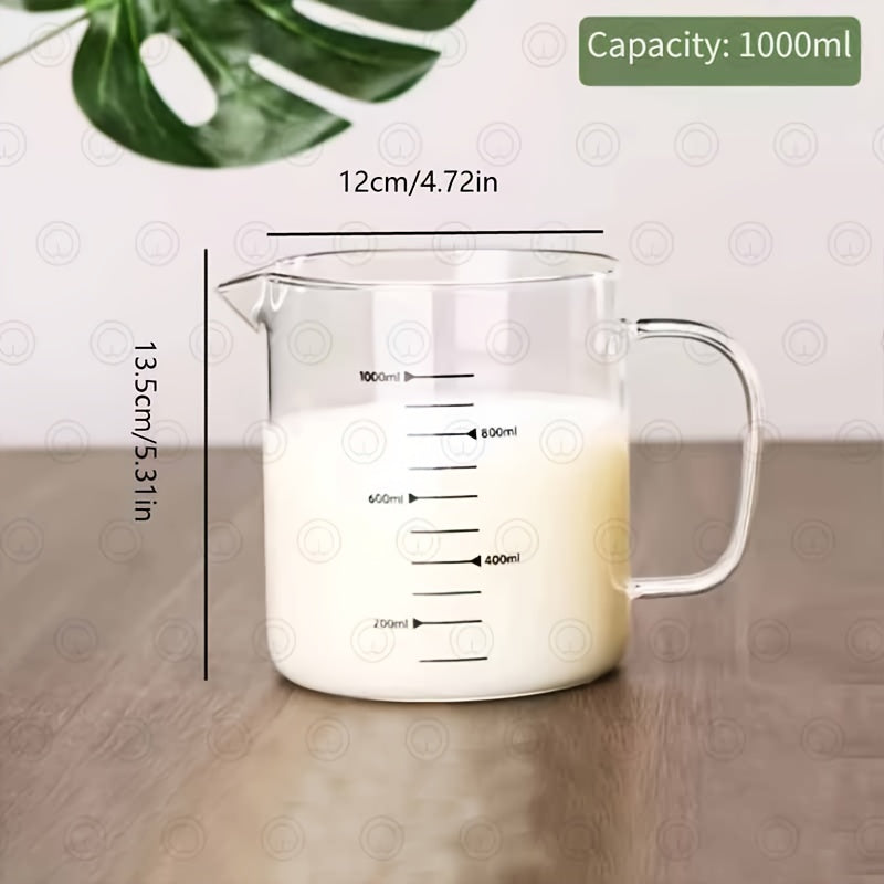 Juego de tazas medidoras de vidrio de borosilicato resistentes al calor, duraderas, para cocina y repostería 33.81oz