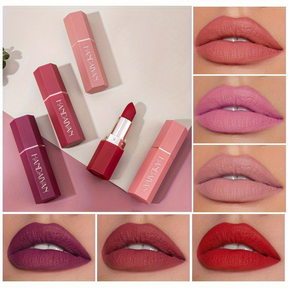 6-Color Matte Non-Stick Lipstick Long Lasting Waterproof Moisturizing for All Skins