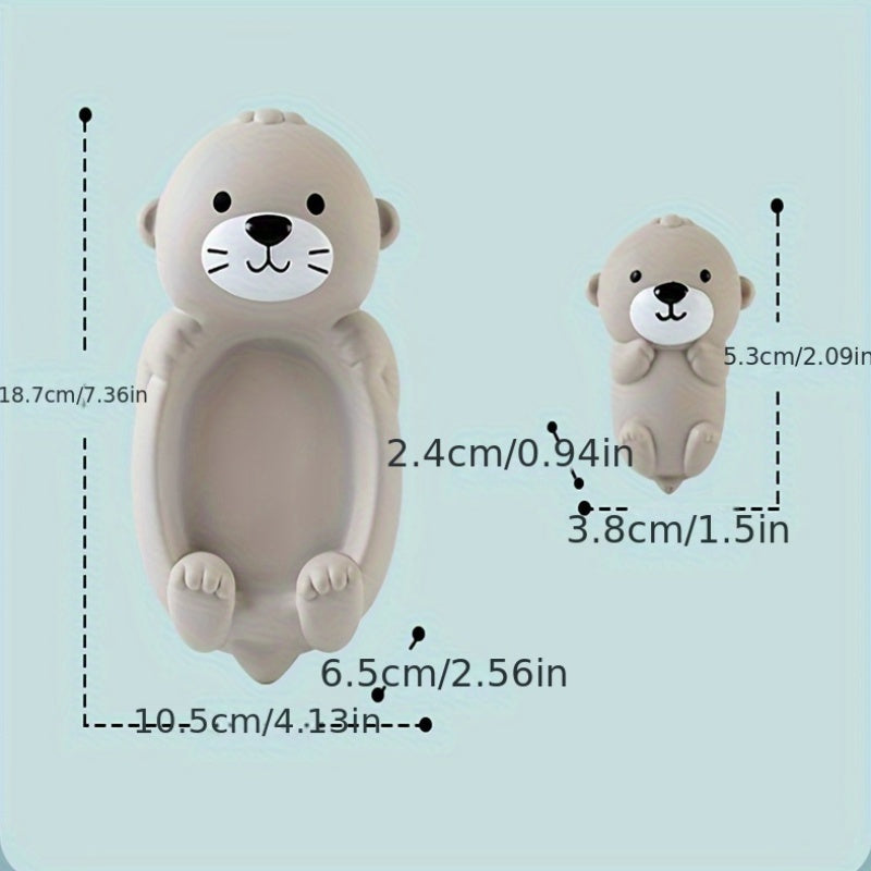 Kids Bath Toys Set with Silicone Otter and Seal Water Toys Musical Pinch Stacking Floating