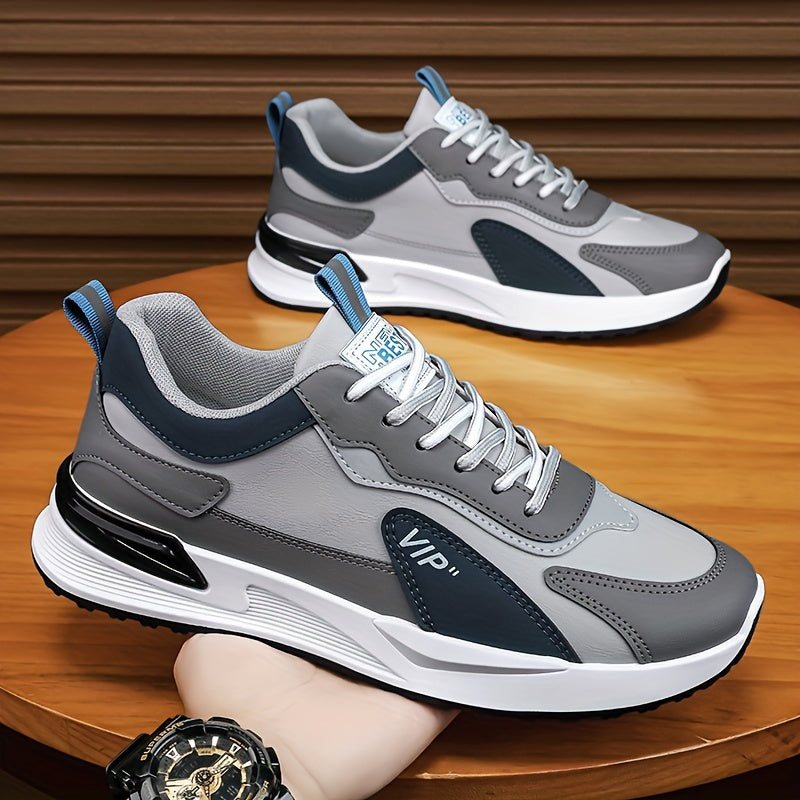 Erkaklar uchun vintage sport krossovkalari, tasodifiy eski maktab uslubi, havo yostiqchasi, nafas oladigan astar, mustahkam PU yuqori qismi, PVC taglik va har kuni qulaylik uchun pastki dizayn.