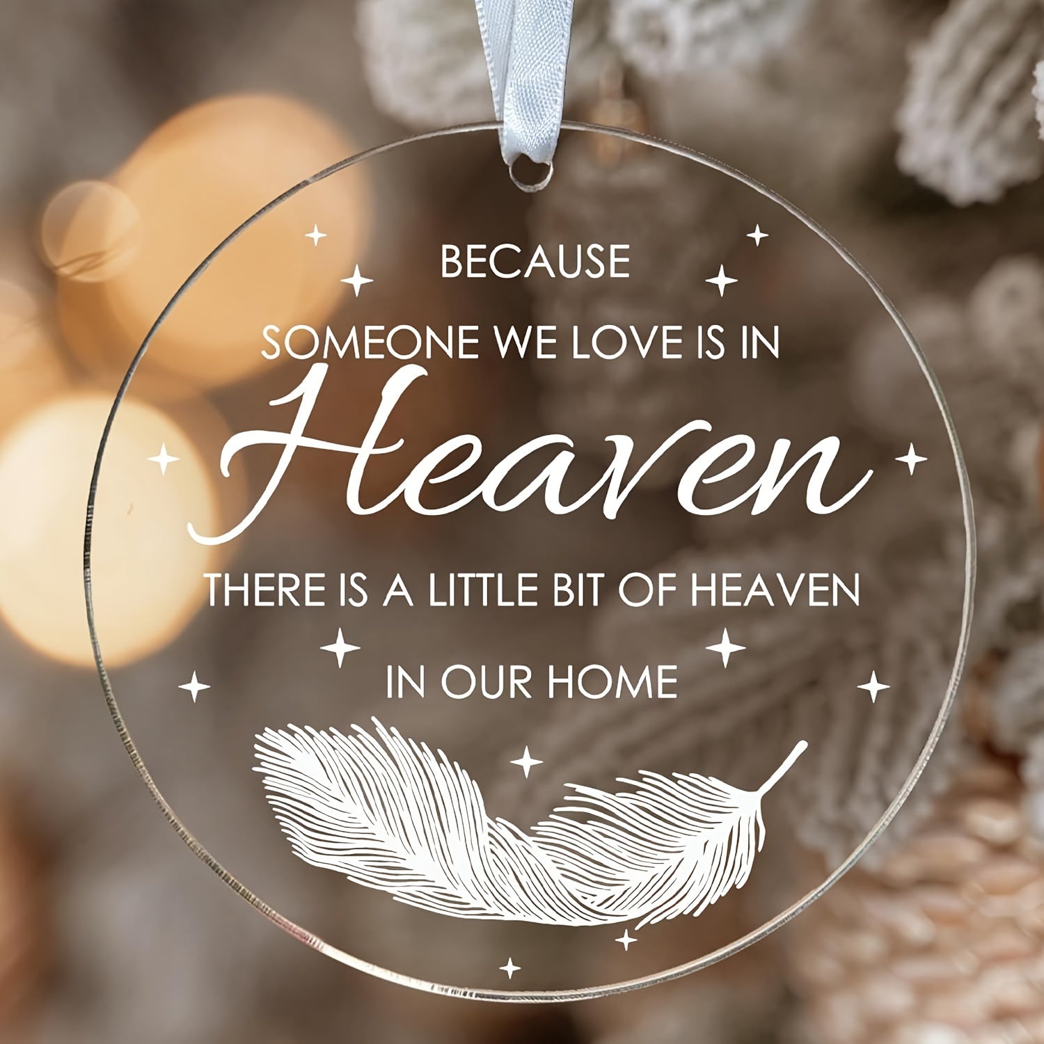 Acrylic Feather Christmas Ornament for Remembering Loved Ones